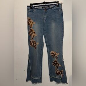 Moda International Vintage Y2K Sequin Floral Embroidered Denim Jeans